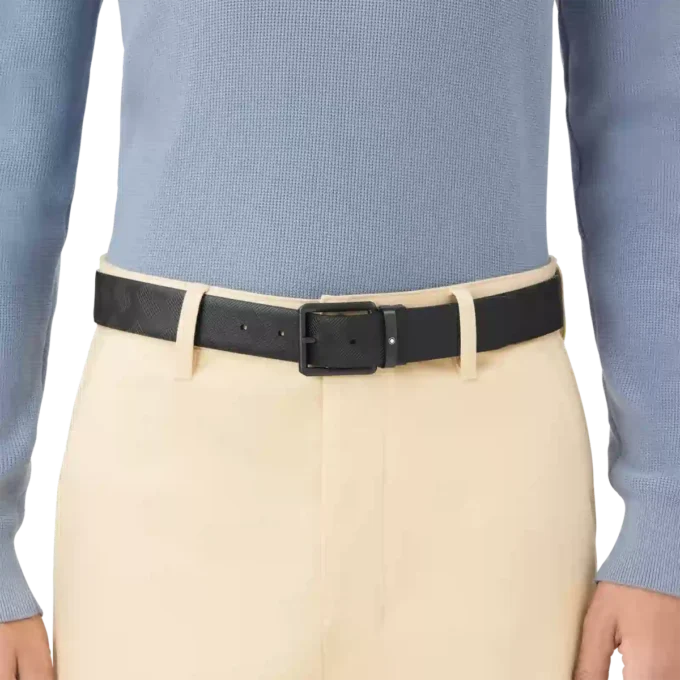 Τυπωμένη μαύρη/απλή μαύρη αναστρέψιμη δερμάτινη ζώνη 35 mm